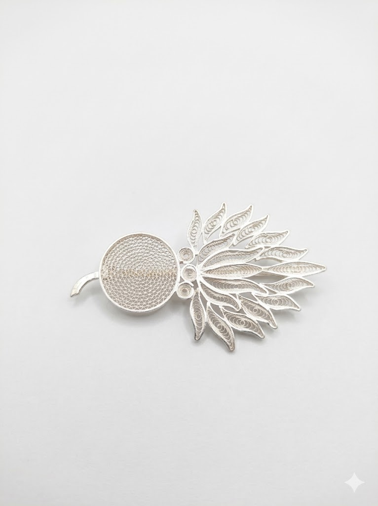Silver butterfly brooch — angle variant